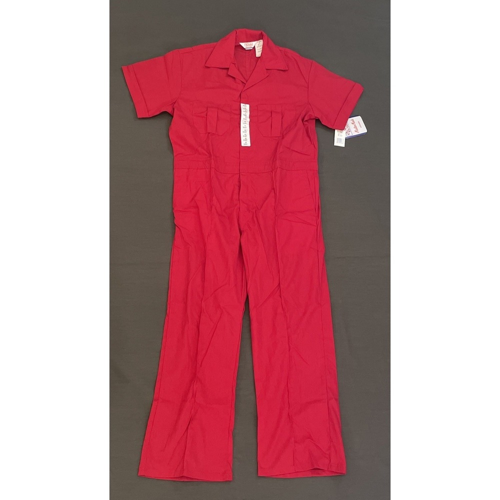 Walls Coveralls 44 Short Master Made Red Work Wear Short Sleeve Vintage NEW